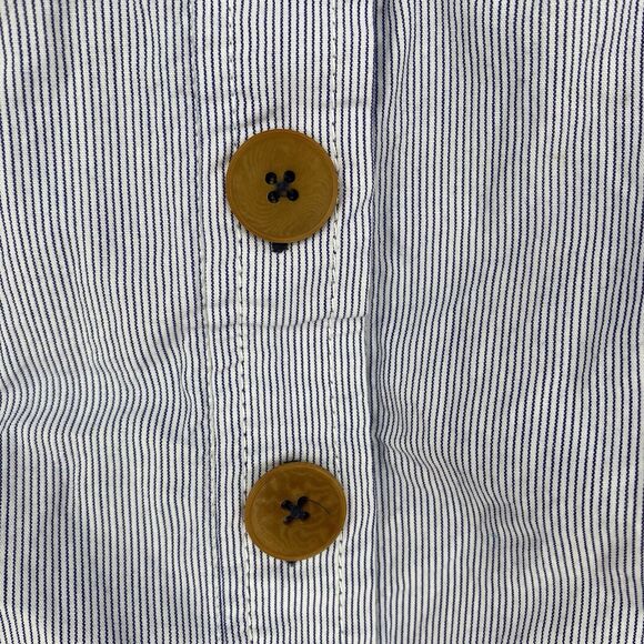 Anthropologie Maeve Canopy Cold Shoulder Blue Pinstripe Off Shoulder Top Size 6 - Picture 8 of 8